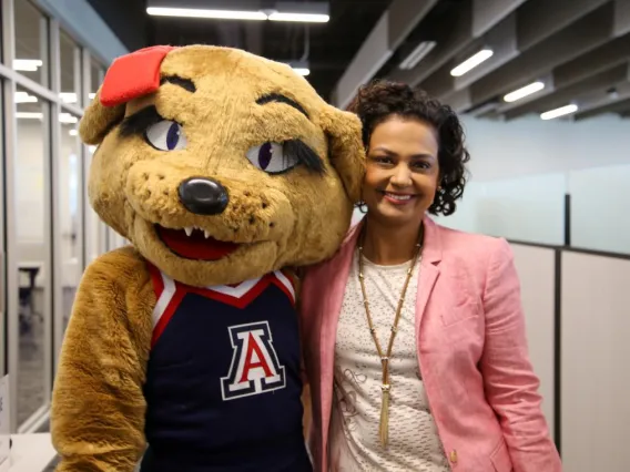 Rakhi Gibbons with mascot