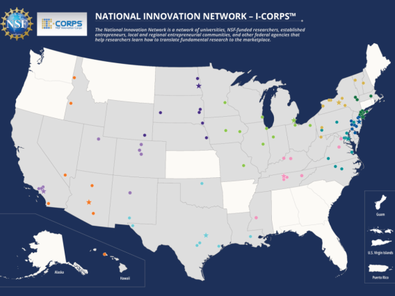 A map of the National Innovation Network - I-Corps Hubs