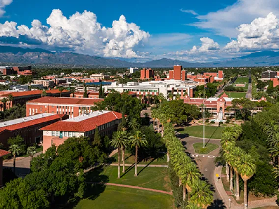 An aerial shot of the University of Arizona campus