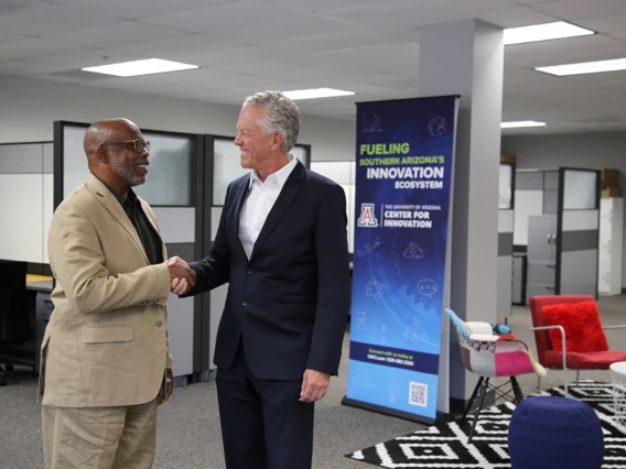 Left to right: Jeff Carey and Dr. Samuel Keim at the University of Arizona Center for Innovation