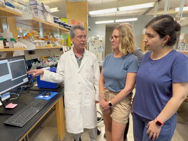 Left to right: Brian McKay with researchers Nicole Congrove and Parichehr Ghahari.