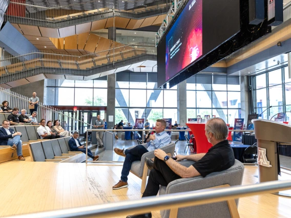 Gregg Scoresby and Doug Hockstad discuss launching and funding startups at the opening fireside chat.