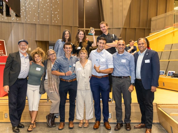 Student Innovators of the Year Nico Deshler and Itay Ozer with their friends and family.
