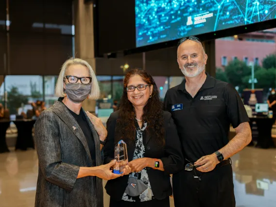 Left to right: Betsy Cantwell, Sadhana Ravishankar and Doug Hockstad