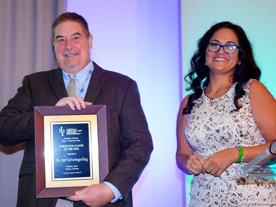 Left to right: Jim Schwiegerling and Karla Morales, Chairwoman of the Tucson Hispanic Chamber of Commerce.