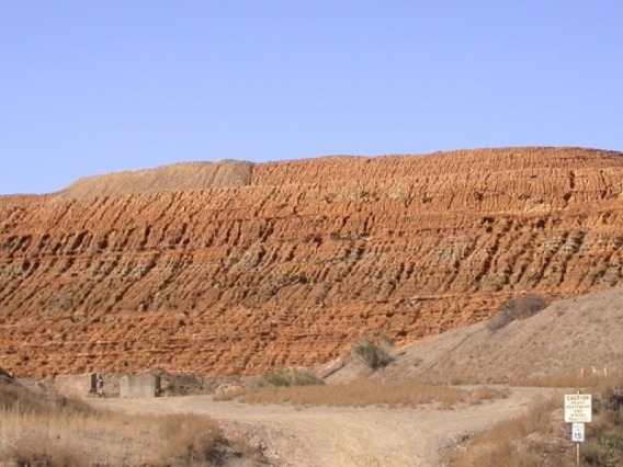 The front of the mine tailings pile at the Iron King Mine and Humboldt Smelter Superfund Site in Yavapai County.