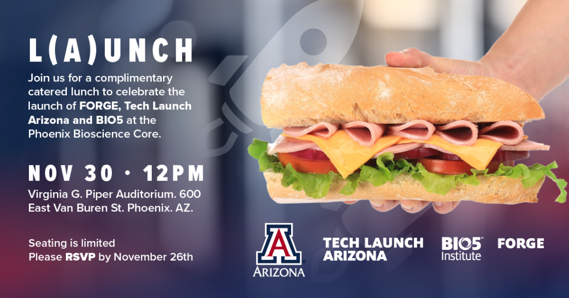 Image of a sandwich and the Launch Event information.