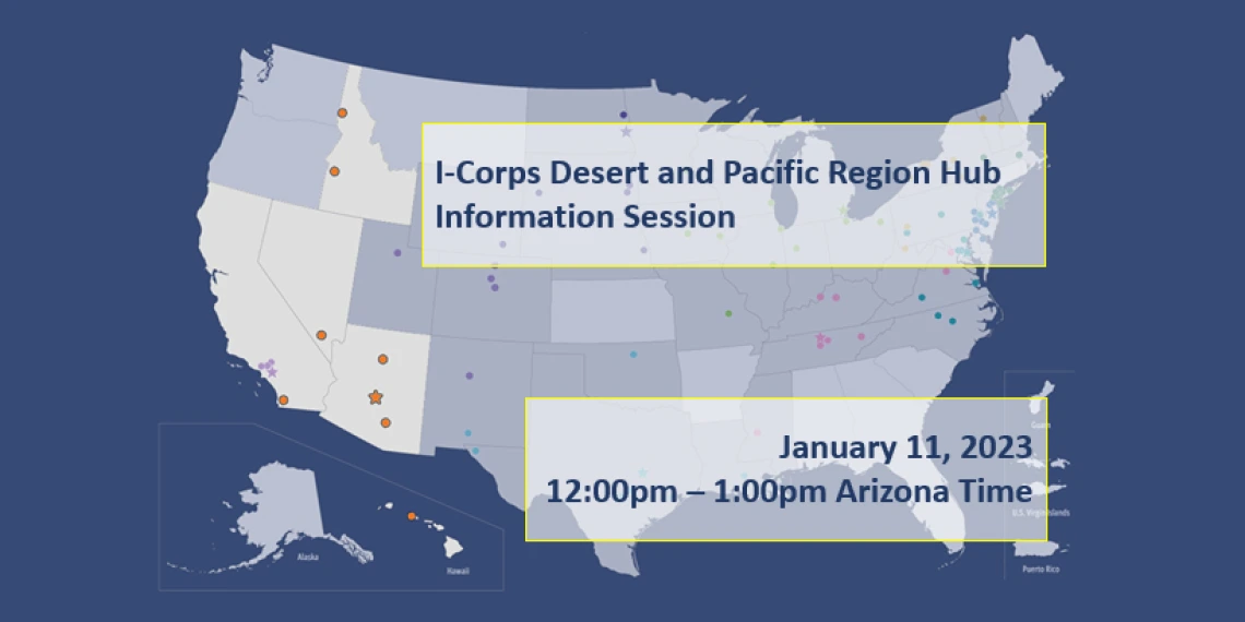 Image of a map of the United States showing I-Corps Hub Sites