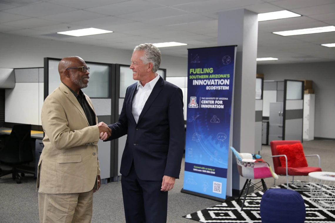 Left to right: Jeff Carey and Dr. Samuel Keim at the University of Arizona Center for Innovation
