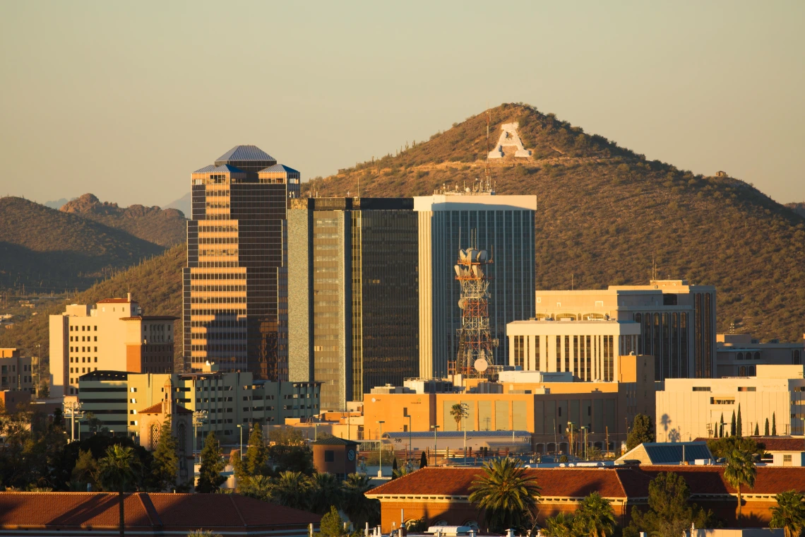 The Tucson skyline with Sentinel Peak in the background.