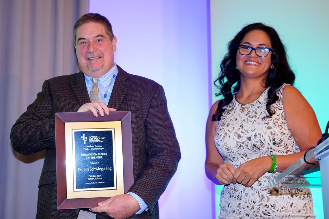 Left to right: Jim Schwiegerling and Karla Morales, Chairwoman of the Tucson Hispanic Chamber of Commerce.