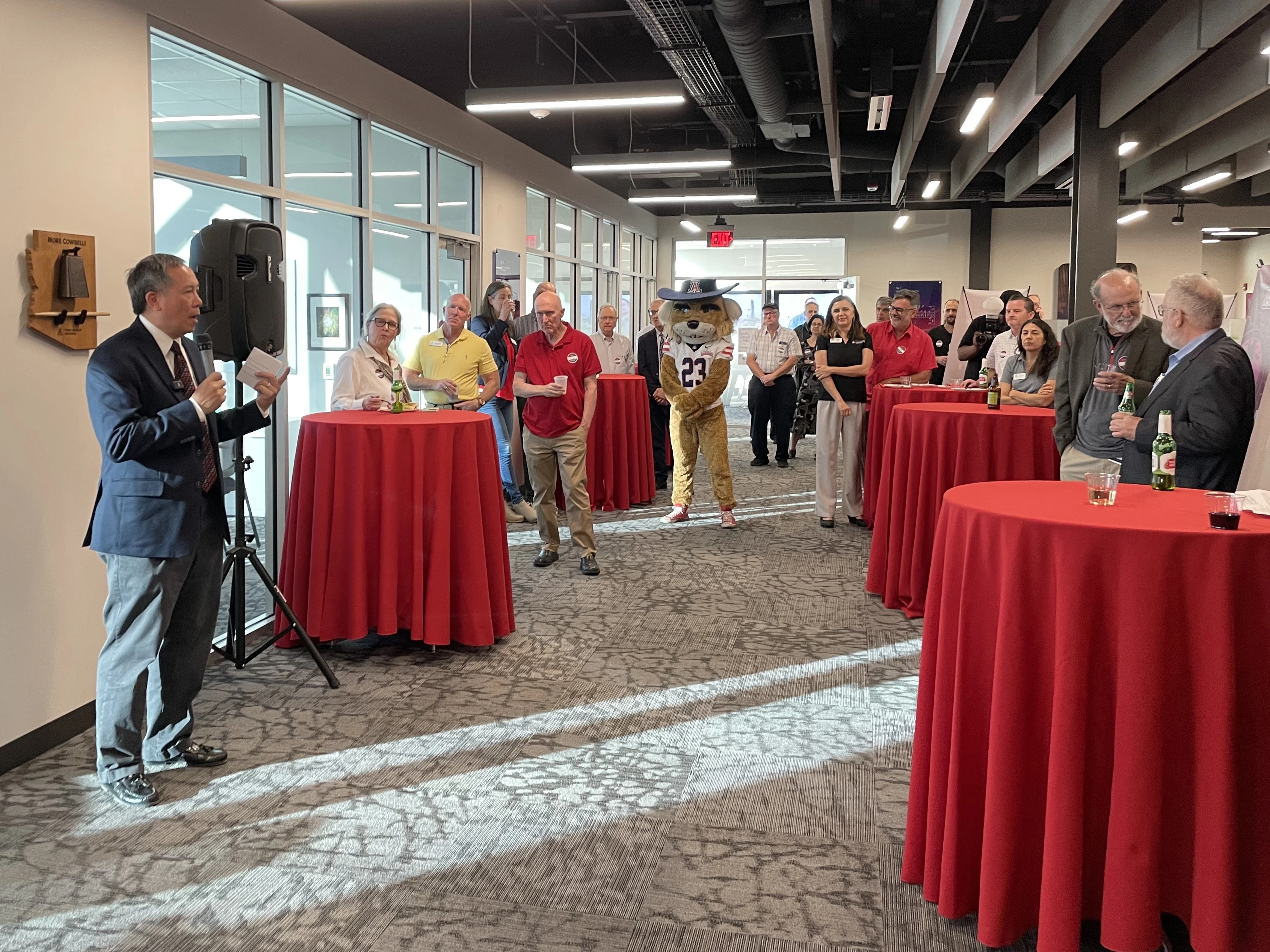 Elliott Cheu addresses attendees at the celebration. 