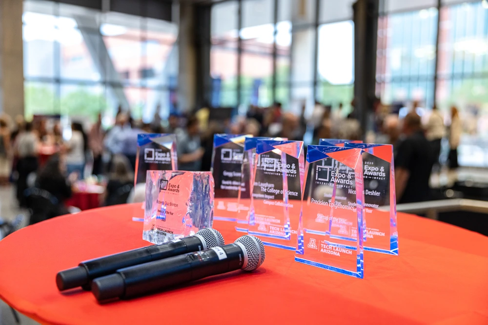 The I-Squared awards, set and ready to be handed out to the honorees. 