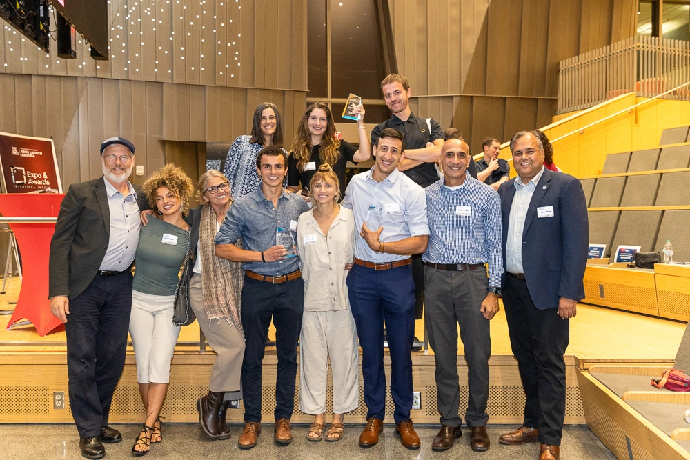 Student Innovators of the Year Nico Deshler and Itay Ozer with their friends and family.