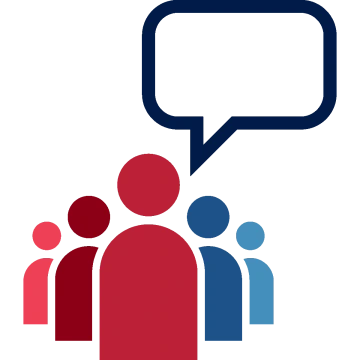 Illustration of a group of people with one person speaking