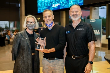 Left to right: Elizabeth "Betsy" Cantwell, Zach Brooks of Botanisol Analytics, and Doug Hockstad