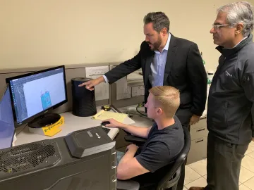 The SaiOx team, clockwise from the top: CEO Manny Teran, inventor Dr. Sairam Parthasarathy, and mechanical designer Greg Jewell. 