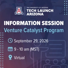Promotional graphic for Venture Catalyst Information Session on September 29 from 9 am to 10 am via ZOOM