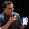 Capstone team member Nicholas Quatraro demonstrates the Inspiratory Muscle Strength Training (IMST) device at 2023 Craig M. Berge Design Day.
